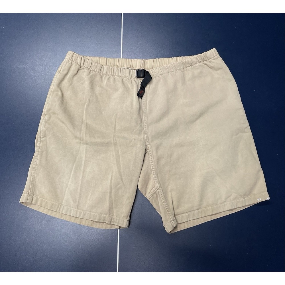 Gramicci G-Shorts Mens Large Beige Khaki Cotton Climbing Hiking Belted Shorts